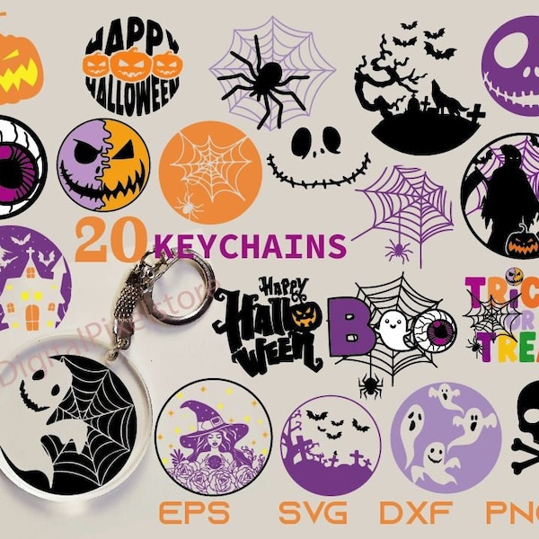 Halloween Keychain Bundle Svg,Halloween Keyring svg,Halloween SVG,Key Ring Pattern SVG,Ghost Svg,halloween trick or treat,Halloween boo svg