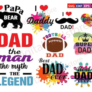 Dia dos Pais SVG, Pacote,Pai SVG,Papai,Melhor Pai,Svg de pai de futebol,Super pai,Feliz Dia dos Pais,Download instantâneo, Arquivos Cricut Cut,Silhueta