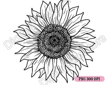 Sunflower Outline PNG: Sublimation Design (Digital Download)