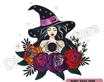 Bruja Celestial PNG: Clipart de Chica de Halloween (Descarga digital)