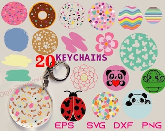Keychain SVG Bundle: 20 Round Pattern Designs (Digital Download)