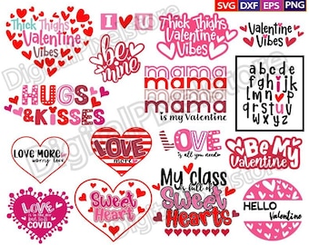 Valentijn SVG-bundel: liefde, hart en kussen ontwerpen (digitale download)
