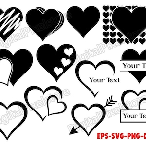 Herz Bundle SVG, Herz svg, handgezeichnetes Herz svg, Doodle Herz, Herz Name Rahmen svg, Liebe svg, Valentinstag svg, einfaches Herz svg, Png, Eps, Silhouette