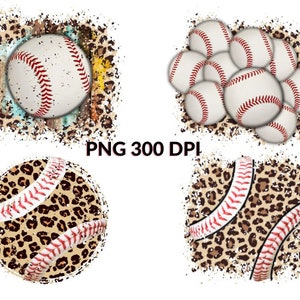 Baseball Leopard Print Background: Distressed Sublimation Design (PNG)