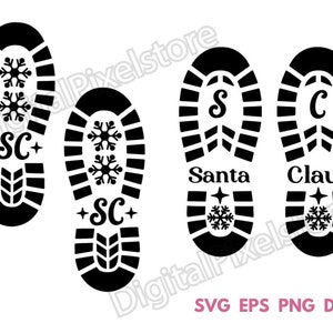 Santa Footprint Svg,Santa Footprint Pvg,Santa Shoe Svg,Santa Footstep Svg,Santa Claus Footprint Svg,Santa Boots Svg,Santa Shoe stencil