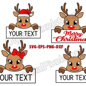 Christmas Reindeer Frame SVG: Boy/Girl Reindeer Face (Digital Download)