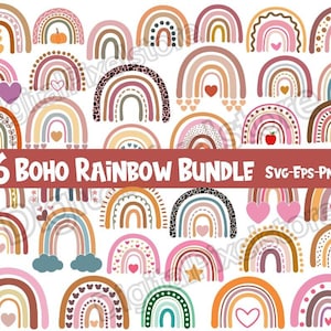 36 Boho Rainbow Svg Bundlerainbows Svg Cut Fileboho Rainbow - Etsy ...