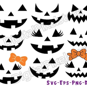 Pumpkin Face SVG Bundle: Jack O Lantern Carving Stencils (Digital Download)