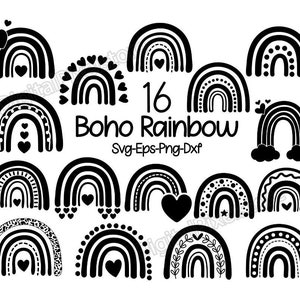 Boho Rainbow SVG Bundle,Rainbow svg cut file,Boho rainbow svg,pastel rainbow svg file,Rainbow with Heart SVG Cut File,Silhouette,Png,Eps,Dxf