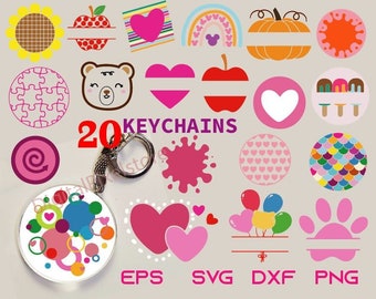 Keychain SVG Bundle: 20 Round Pattern Designs (Digital Download)