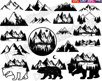 Berge SVG Bundle, Berge SVG, Berge Wald SVG, SVG-Datei für Cricut, Berge Silhouette SVG, Berge Vektor, Png, Eps, digitaler Download