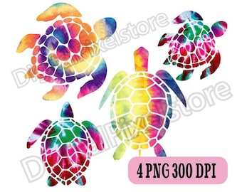 Tie Dye Meeresschildkröte PNG: Sublimationsdesign (Digitaler Download)