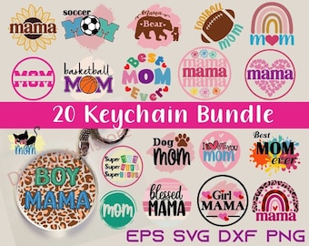 Mom Keychain SVG Bundle: 20 Round Designs (Digital Download)