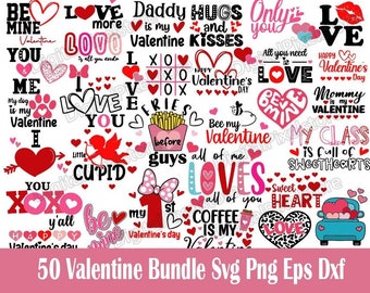 Valentijnsdag SVG-bundel: liefde, hart, cupidoontwerpen (digitale download)