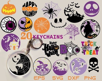 Halloween Keychain SVG Bundle: Ghost, Spider, Witch (Digital Download)