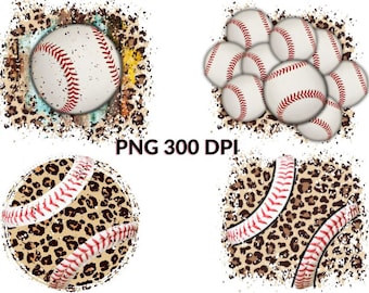Baseball Leopard Print Background: Distressed Sublimation Design (PNG)