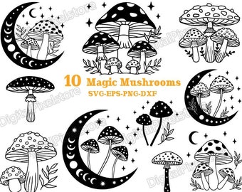 Crystal Mushroom SVG: Witchy Fungi Clipart (Digital Download)
