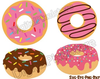 Sprinkle Donut SVG: Rosa Donut Clipart, Födelsedagsklippfil (Digital Nedladdning)