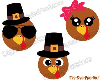 Cute Turkey Face Svg,Turkey Face SVG,Thanksgiving Turkey svg,Turkey Face Clipart,Turkey Face Png,Cricut Svg file,Turkey Png,Instant download