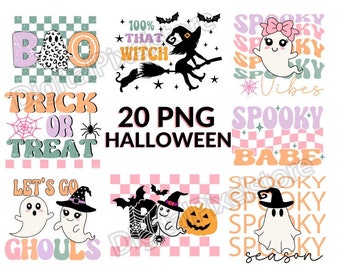 Retro Halloween PNG Bundle: Spooky Vibes Sublimation Designs (Digital Download)