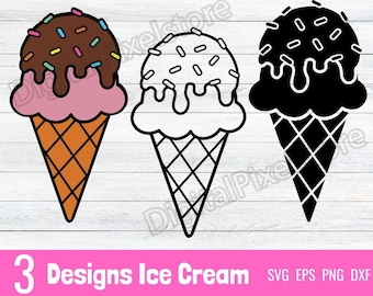 Cono de helado SVG: Imágenes prediseñadas en capas para Cricut (archivo digital)