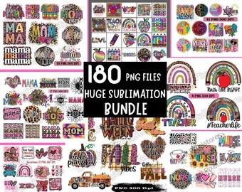 180 PNG Sublimation Designs: Mom, Teacher, Sunflower, Nurse, Summer, Fall (Digital Download)