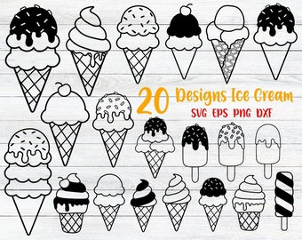 IJs Svg, Ice Cream Cone Svg, Ice Cream Outline, Sweet Ice Cream Cone Cut bestanden, Ice Cream Clipart, Ice Cream Silhouet Svg, Png, Vector