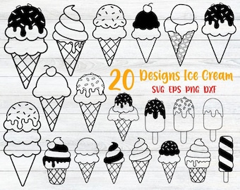 IJs Svg, Ice Cream Cone Svg, Ice Cream Outline, Sweet Ice Cream Cone Cut bestanden, Ice Cream Clipart, Ice Cream Silhouet Svg, Png, Vector