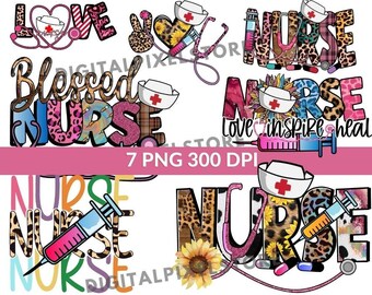 Nurse Life PNG 昇華デザインバンドル（デジタルダウンロード）
