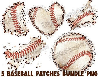 Leopard Baseball Patch PNG: Splatter Distressed Design (Digital Download)