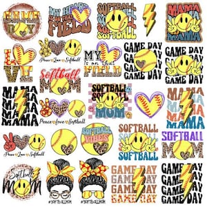 Softball Png Bundle, Softball Game day, Retro Softball, Softball mom,Peace Love Softball, Heart Field, Softball Png Sublimation design