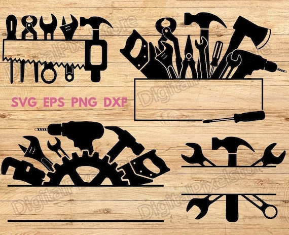 Handyman Tools Split Monogram SVG: Builder Cricut Files (Digital Download)