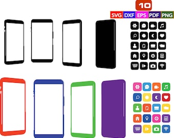 Smartphone SVG Bundle: Mobile Phone Clipart, Vector Graphics (Digital Download)