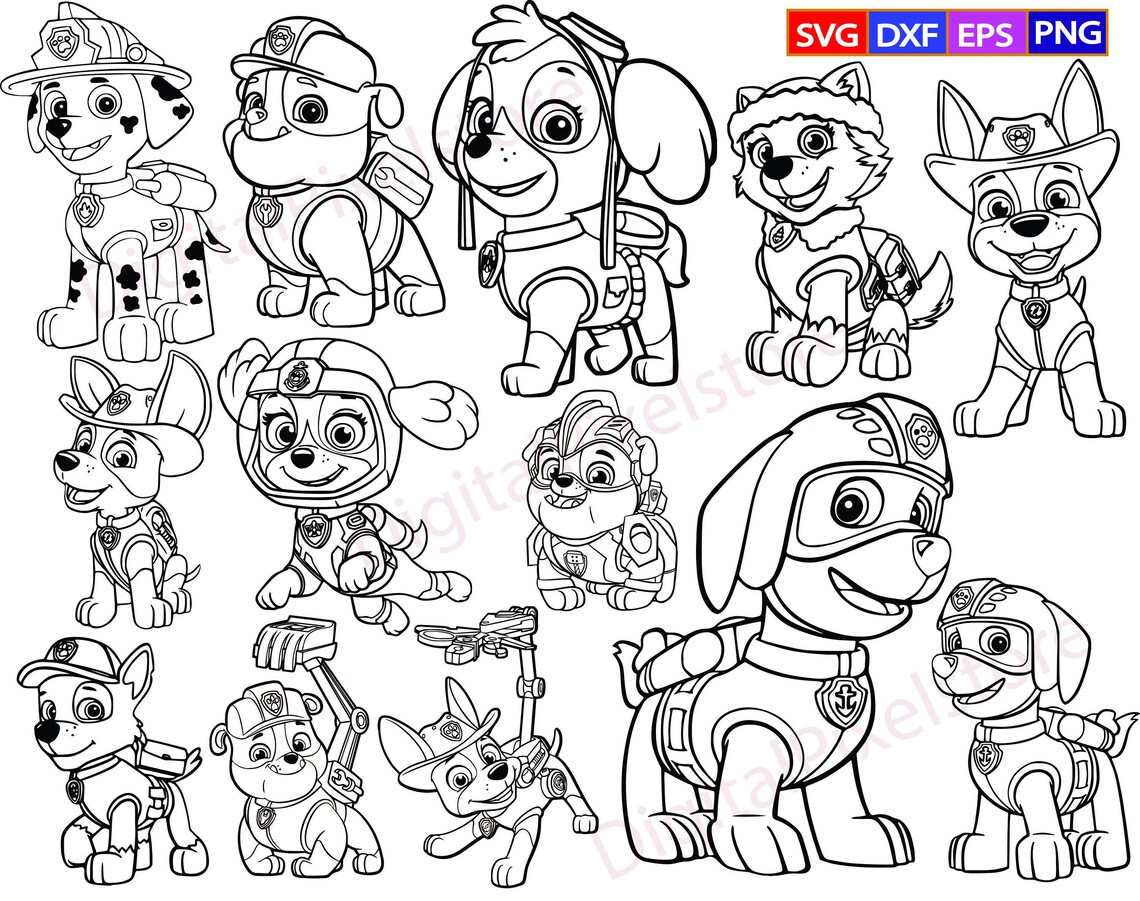 Paw Patrol svgPaw Patrol bundle svgpaw patrol outline | Etsy