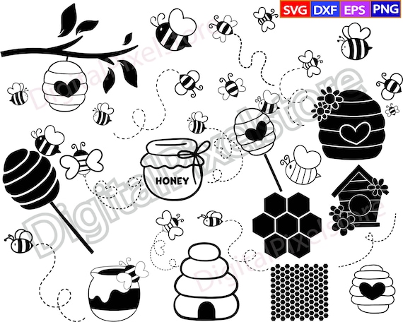 Bee SVG Bundle: Honeycomb & Bumble Bee Clipart (Digital Files)
