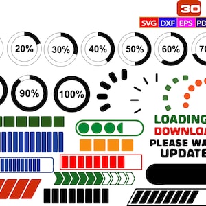 Loading Bar SVG Bundle: Please Wait Graphics (Digital Download)