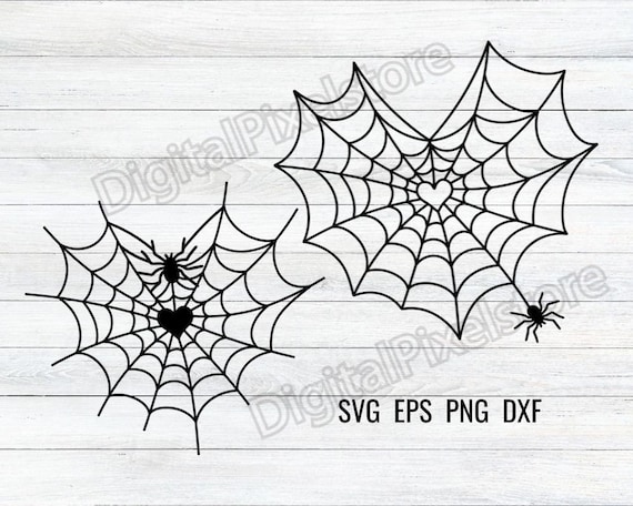 ハートの蜘蛛の巣 SVG: ハロウィンラブシャツデザイン (デジタル