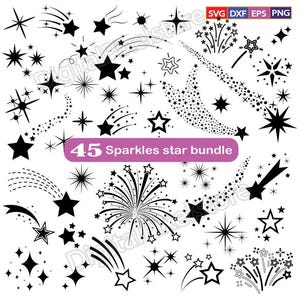 Pacote Sparkle Stars svg, Sparkle Stars svg, Star Svg, Sparkle SVG, Shooting Stars Svg, Arquivo de corte Sparkle Stars, Arquivo de silhueta para Cricut, Vetor