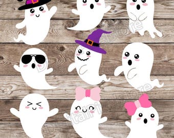 Paquete SVG de fantasmas adorables, clipart de Halloween (descarga digital)