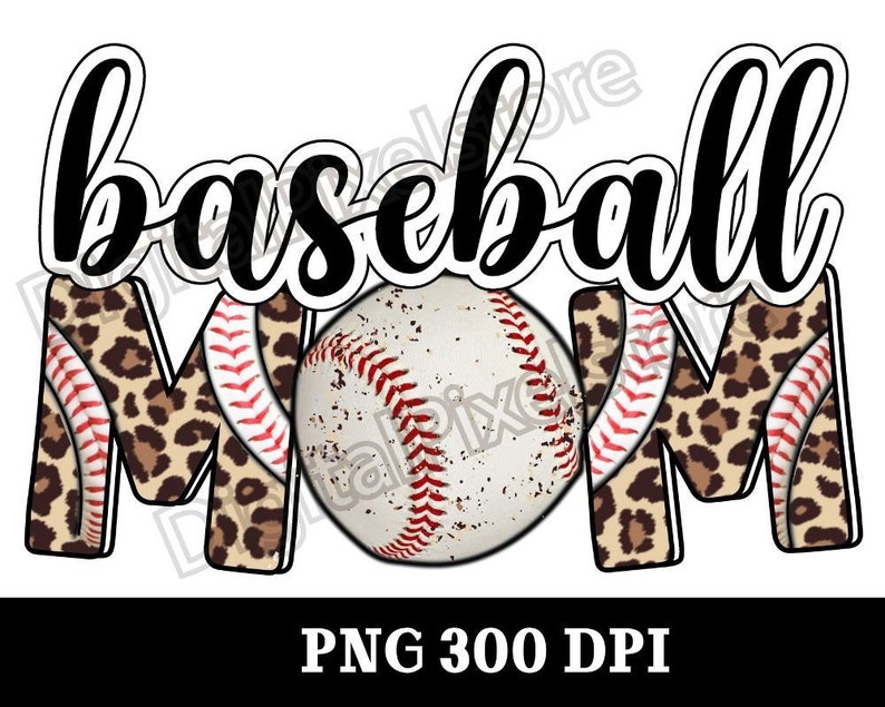 Baseball Mom Leopard Png Sublimation Design Downloadbaseball Etsy
