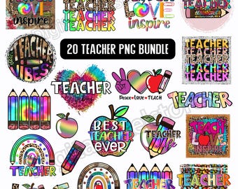 Pacchetto PNG per insegnanti: 20 disegni per sublimazione (download digitale)