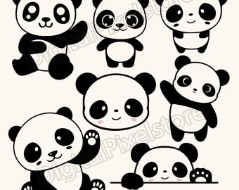 Niedliche Panda-Svg, Panda-Svg, Panda-Svg-Bundle, Panda-Kopf-Svg, Panda-Monogramm-Svg, Panda Silhouette für Cricut, Panda Png, Vektor, SOFORT-Download