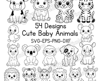 54 Baby Animals Svg Bundle, Farm Animals, Cut Files For Cricut (Digital Download)