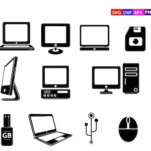 Computer SVG, Computer SVG Bundel, Laptop SVG, Computer Clipart, Computer gesneden bestand, Computer Silhouet, Bestanden voor Cricut, Computer Vector