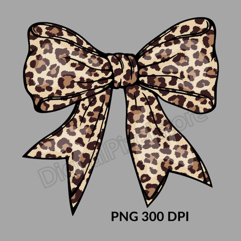May include: A large brown and tan leopard print bow with a center knot. PNG 300 DPI.