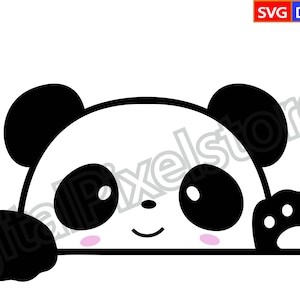 Panda mignon Peeking svg, svg Panda, fichier de coupe Panda, svg tête de panda, svg monogramme Panda, Silhouette de Panda pour Cricut, Panda Png, téléchargement immédiat