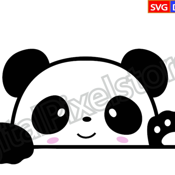 Panda mignon Peeking svg, svg Panda, fichier de coupe Panda, svg tête de panda, svg monogramme Panda, Silhouette de Panda pour Cricut, Panda Png, téléchargement immédiat
