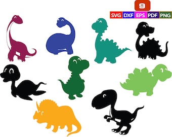 Dinosaur SVG Bundle: Cartoon Clipart, T-Rex Cut Files (Digital Download)