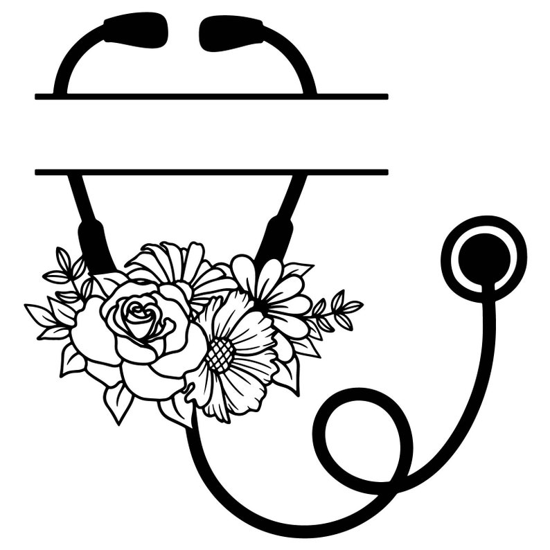 Stethoscope Split Monogram SVG Bundlestethoscope Heart - Etsy