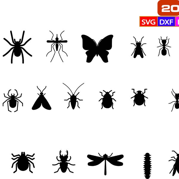 Insect svg,Insect silhouette svg bundle,Insect Bundle SVG,Insect Clipart,Insect Cut File,Insect Vector,dragonfly,bug,spiders,Butterfly,ant